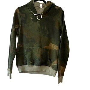 Camo Hoodie Sweatshirt With Kangaroo Pocket & Drawstring Hood
